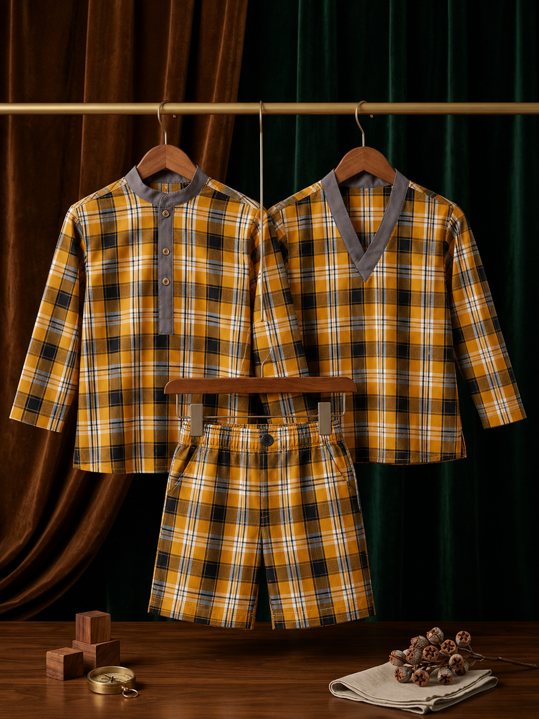 Ensemble Madras Ocre — Vue produit